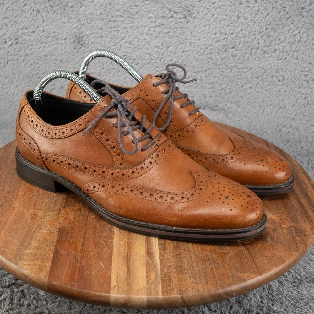 Johnston Murphy Tyndall Flex System Wing Tip Oxford Brown Mens 8 M Shoe‎ 59-1592